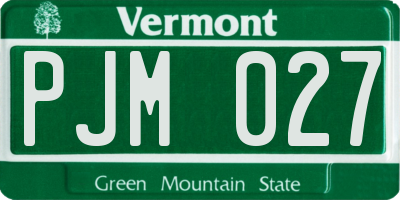 VT license plate PJM027
