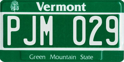 VT license plate PJM029