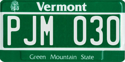 VT license plate PJM030