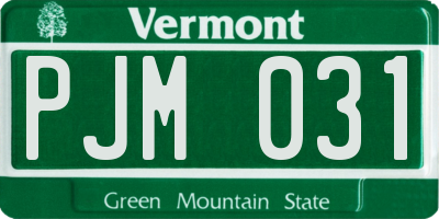 VT license plate PJM031