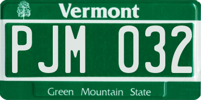 VT license plate PJM032