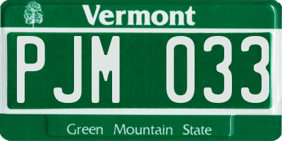 VT license plate PJM033
