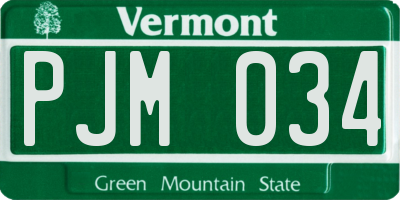 VT license plate PJM034
