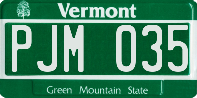 VT license plate PJM035