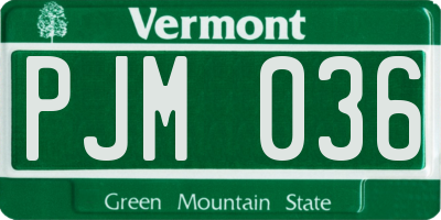 VT license plate PJM036