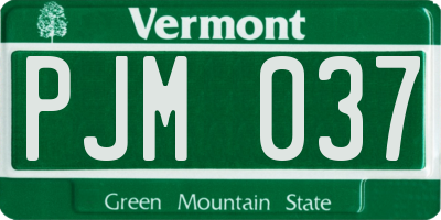 VT license plate PJM037