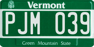 VT license plate PJM039