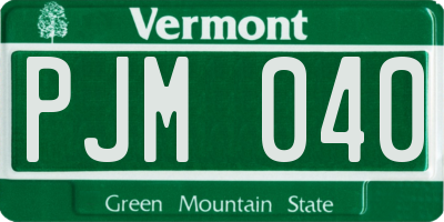 VT license plate PJM040