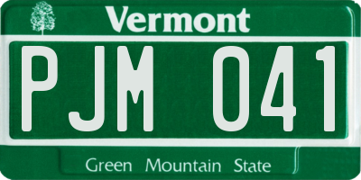 VT license plate PJM041