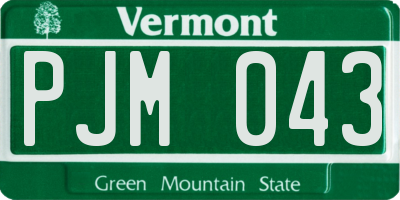 VT license plate PJM043