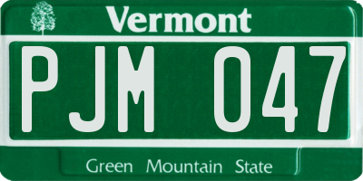 VT license plate PJM047