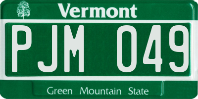 VT license plate PJM049