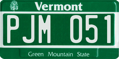 VT license plate PJM051