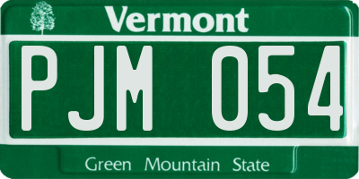 VT license plate PJM054