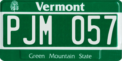 VT license plate PJM057