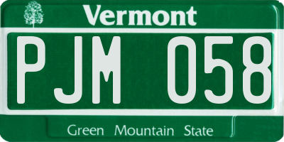 VT license plate PJM058