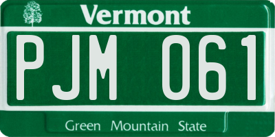 VT license plate PJM061