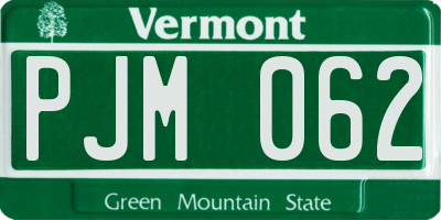 VT license plate PJM062