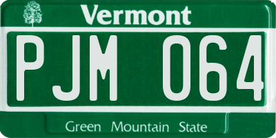 VT license plate PJM064