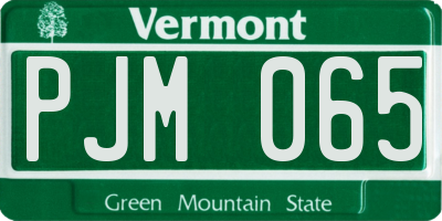 VT license plate PJM065
