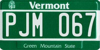 VT license plate PJM067