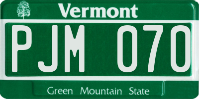 VT license plate PJM070