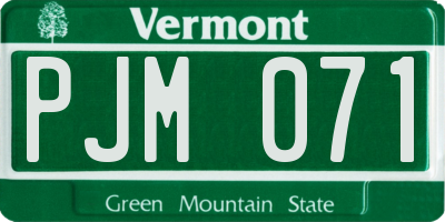 VT license plate PJM071