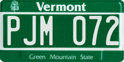 VT license plate PJM072