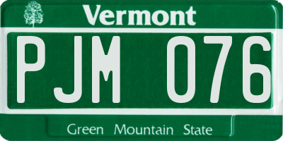 VT license plate PJM076