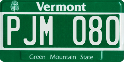 VT license plate PJM080
