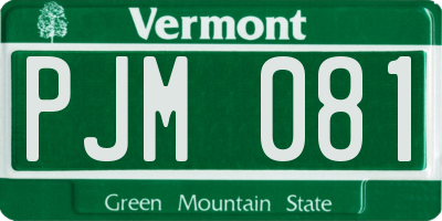 VT license plate PJM081