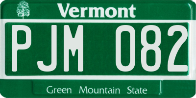 VT license plate PJM082