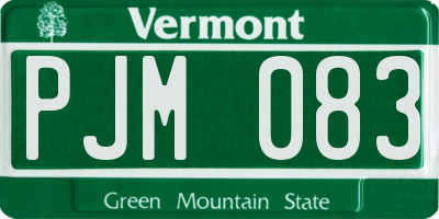 VT license plate PJM083