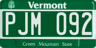 VT license plate PJM092