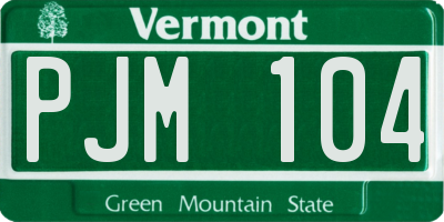 VT license plate PJM104