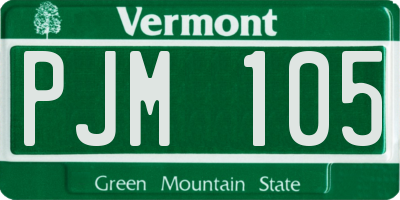 VT license plate PJM105