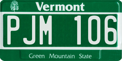VT license plate PJM106