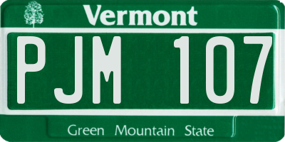 VT license plate PJM107