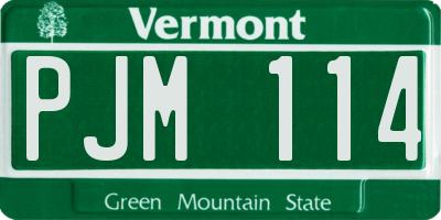 VT license plate PJM114