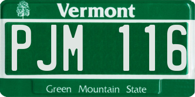 VT license plate PJM116