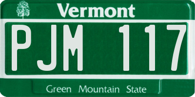 VT license plate PJM117