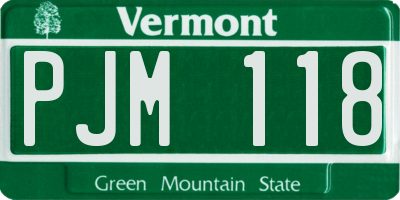 VT license plate PJM118