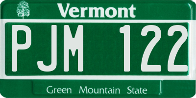 VT license plate PJM122