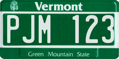 VT license plate PJM123