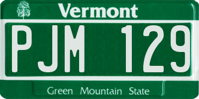 VT license plate PJM129