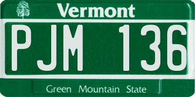 VT license plate PJM136