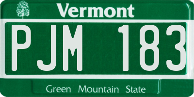 VT license plate PJM183