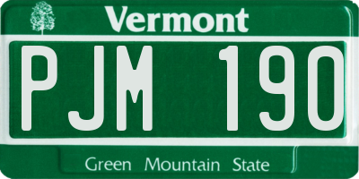 VT license plate PJM190