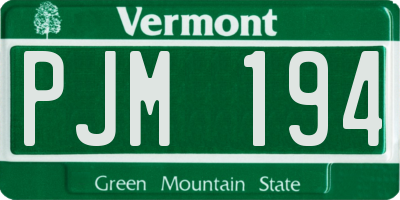 VT license plate PJM194