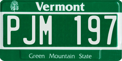 VT license plate PJM197